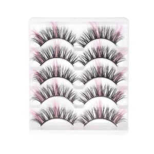 3D Mix Color False Eyelashes Pink 5 Pair